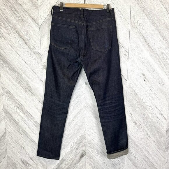 Uniqlo Selvedge Jeans Mens Size 33x34 Slim Straight Kaihara Stretch Denim - Picture 7 of 9